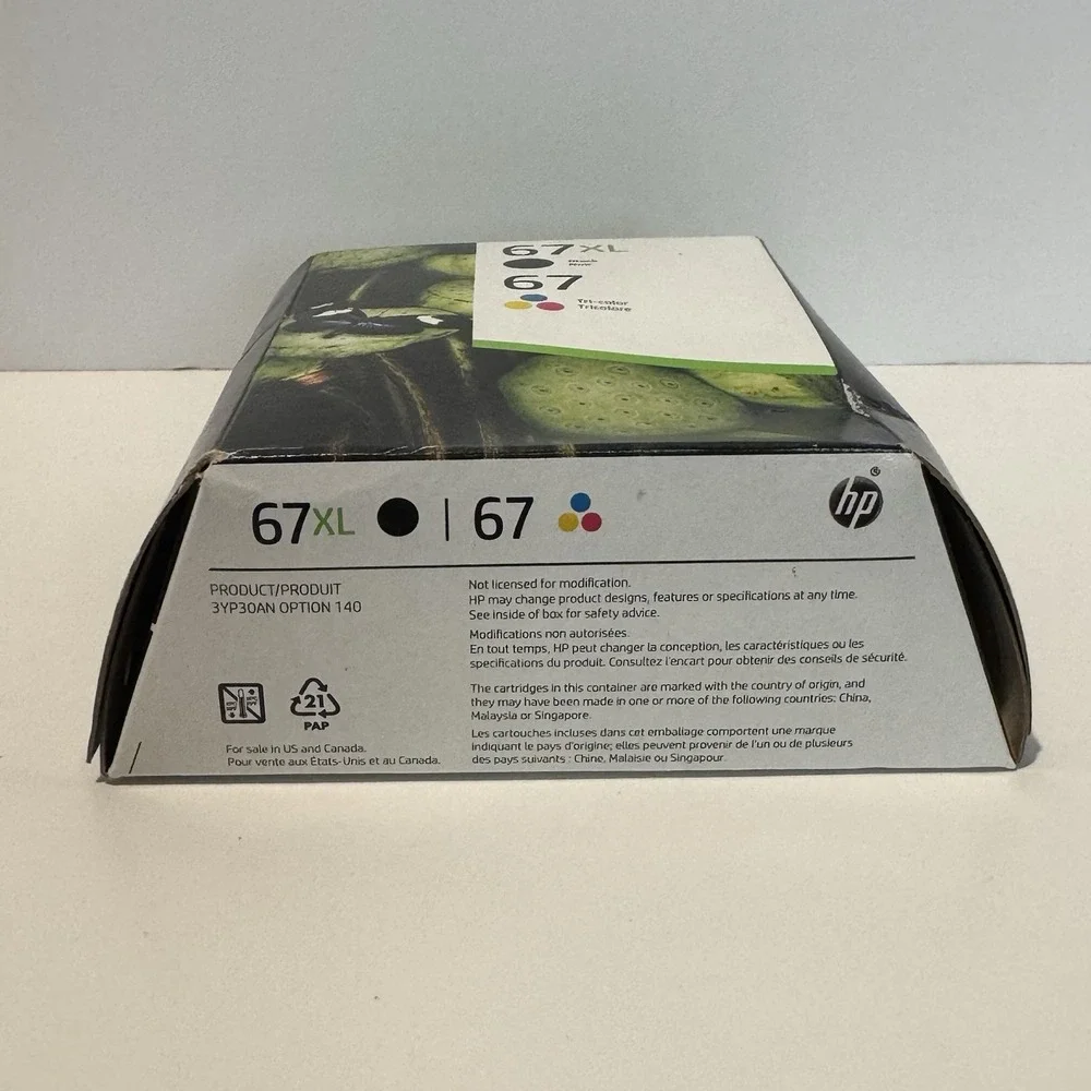 Genuine HP 67 XL Black & 67 Tri-Color Ink Catridges 2 Pack 3YP30AN (10/2025)